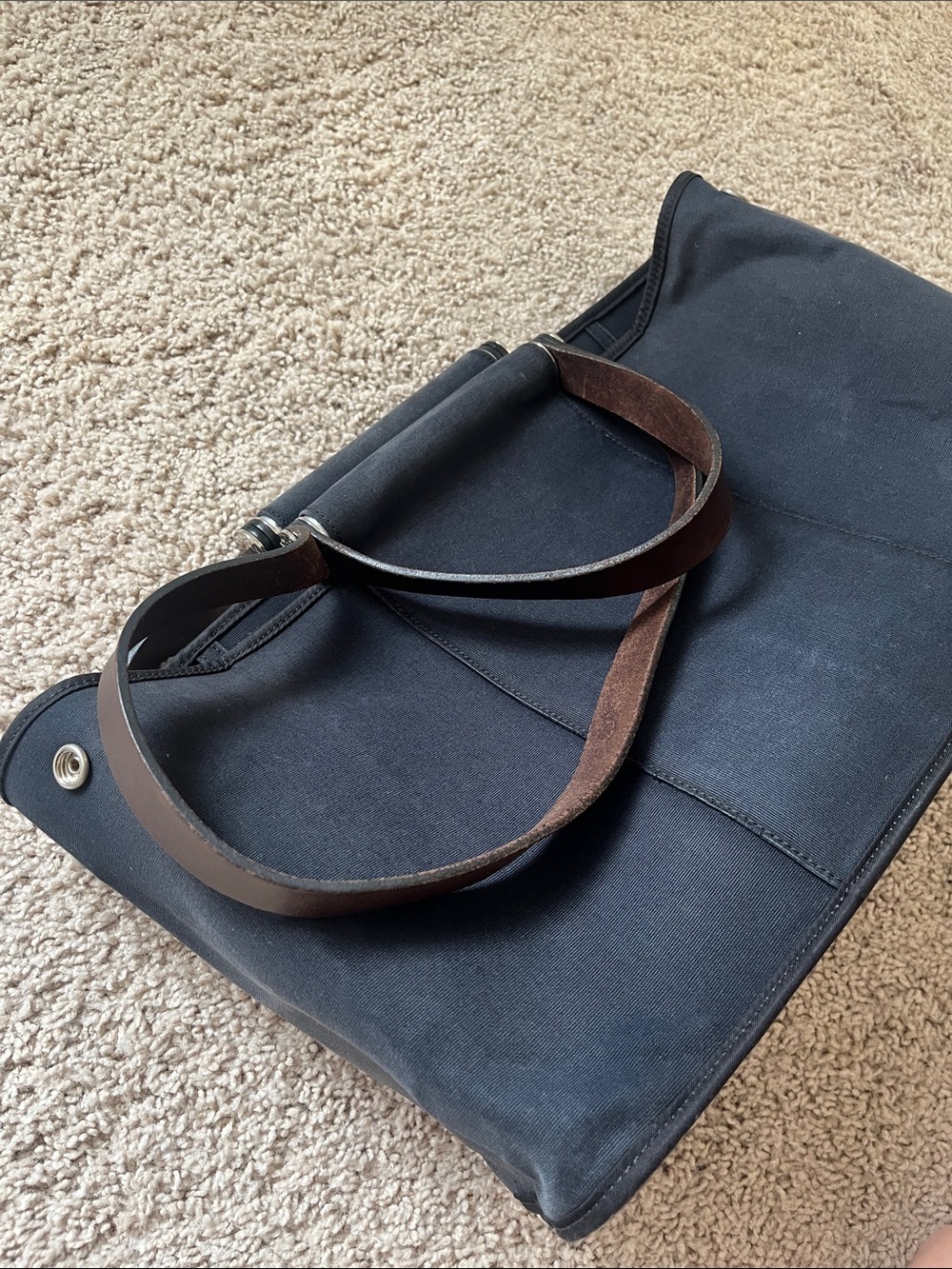 Hermes cabag PM Black Canvas Tote with Brown Leather Straps - Picture 9 of 16